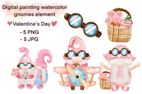 Cute Valentines Gnome Watercolor Element for Brand Storytelling
