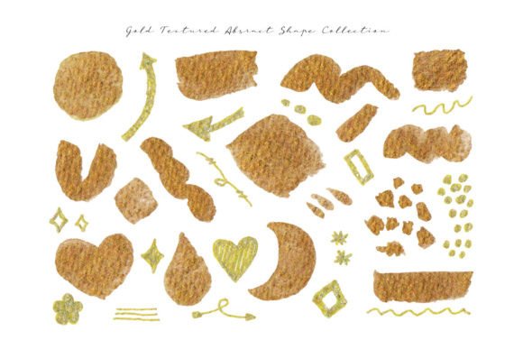 Gold Brush Strokes Shape Watercolor Illustrations