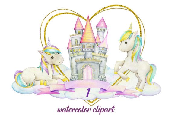 h1Unicorn Watercolor Clipart & Frame Illustrations for Creative Design Projects/h1