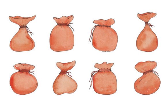 Money Bag Icons Watercolor: Illustrations That Bring Financial Themes to Life