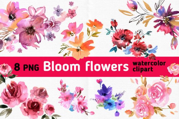 Pink Watercolor Flowers PNG
