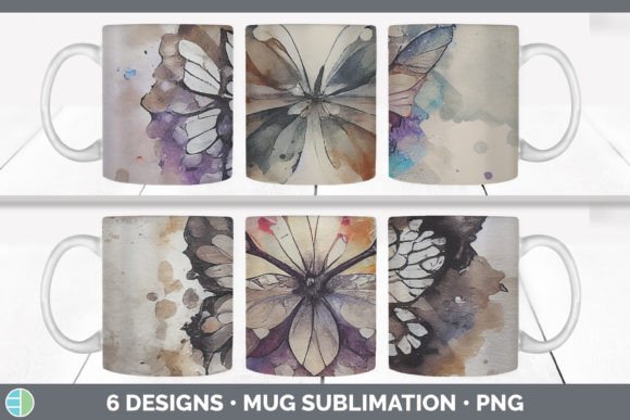 Watercolor Butterfly Mug Sublimation C: A Soft, Elegant Illustration for Crafters & Etsy Sellers