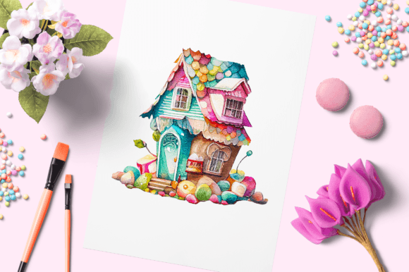Watercolor Candy House 13 – A Dreamy Illustration for Crafters and Etsy Sellers