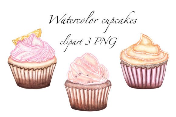 Watercolor Cupcake Clipart: Sweet Illustrations for Local Branding