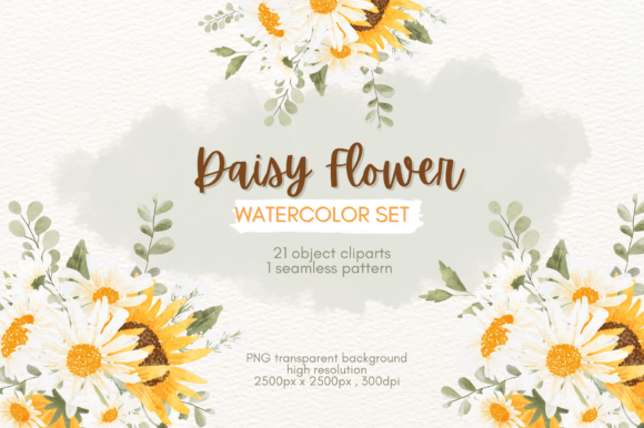 Watercolor Daisy Flower Illustrations for Modern Branding and Marketing