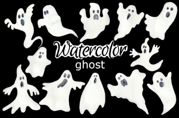 Watercolor Ghost Illustrations for Blog & Editorial Design