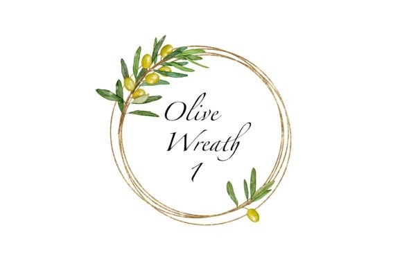 Watercolor Gold Olive Wreath Illustrations for Crafters & Handmade Sellers
