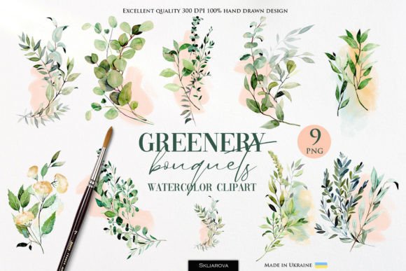 Watercolor Greenery Bouquets: A Fresh Illustrations Pick for Bloggers & Digital Publishers
