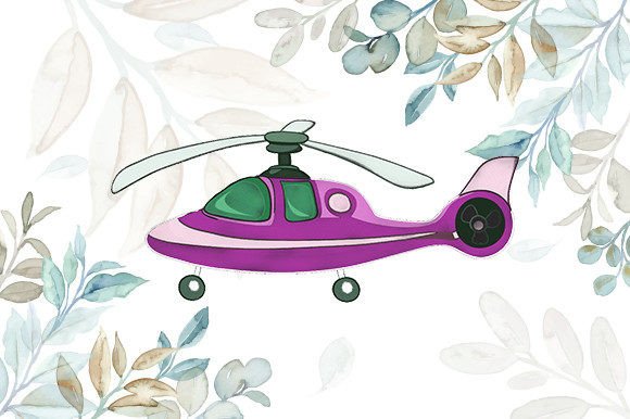 Watercolor Helicopter Illustrations for Crafters and Handmade Sellers