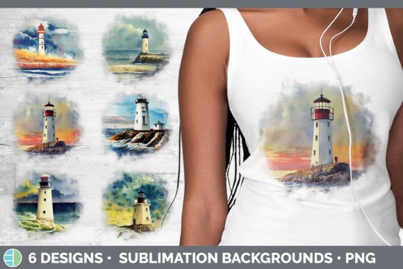 Watercolor Lighthouse Background Grung – A Softly Rustic Illustration for Coastal Crafts