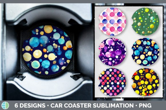 Watercolor Polka Dots Car Coaster Subl: A Fresh Illustration for Local Branding