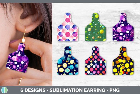 Watercolor Polka Dots Cow Tag Earring – A Playful Illustration for Whimsical Branding