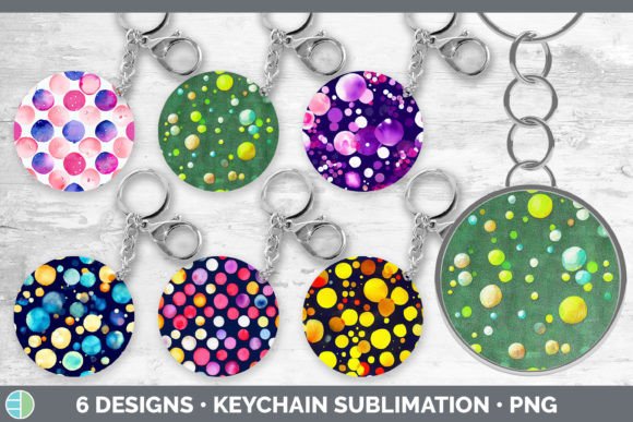 Watercolor Polka Dots Keychain Bundle: A Versatile Illustration Set for Crafters and Etsy Sellers