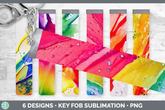 Watercolor Rainbow Key Fob Wristlet Illustrations for Branding & Marketing