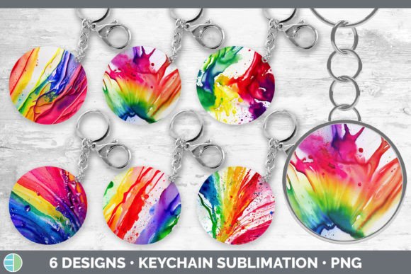 Watercolor Rainbow Keychain Bundle Key: A Versatile Illustration for Digital Sellers