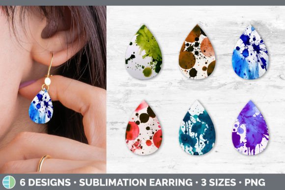 Watercolor Splatter Teardrop Earring S: A Visual Design Asset for Bloggers and Digital Publishers