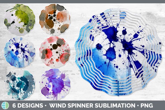 Watercolor Splatter Wind Spinner Subli Illustrations for Creative Sellers