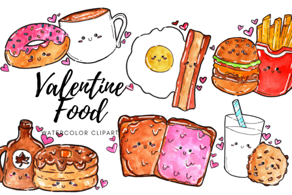 Watercolor Valentine Food Clipart: Sweet & Versatile Illustrations for Crafters