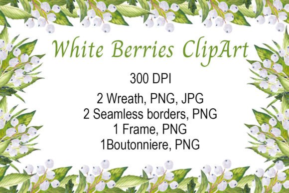 White Berries Watercolor ClipArt: A Soft, Organic Touch for Local Branding and Packaging